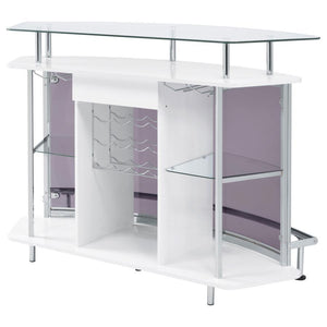 Gideon - Curved Glass Top Home Bar Cabinet - White High Gloss