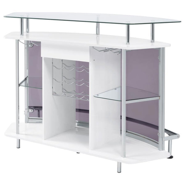Gideon - Curved Glass Top Home Bar Cabinet - White High Gloss