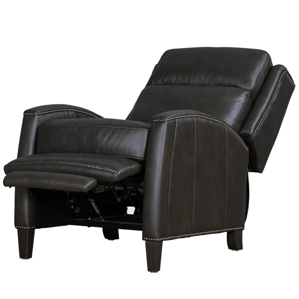  allowing you to easily find the most comfortable position for relaxation. It is upholstered in soft leather with custom matching and features decorative nail 