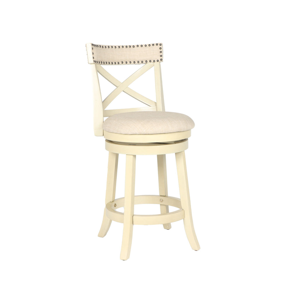 The New Classic Furniture York Pub Height Swivel Bar Stool offers long-lasting strength and durability with its Rubberwood solids and manufactured wood construction. The circular footrest enhances stability, while the 360-degree swivel feature provides co