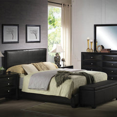 The Ireland bedroom collection reflects contemporary design with sleek straight lines in this panel bed. Fully Padded and carefully crafted in faux leather materials, available in different colors to choose from: Black, White, Brown, Beige & Gray finish. 
