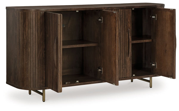  the fluted door fronts and gracefully curved side detail keep the look cool with