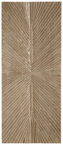 Sure to warm your space with a touch of rustic refinement, this wall sculpture is a natural wonder. Showcasing a sunburst design and finished in a distressed brown for a sense of organic beauty, this piece grounds your space with its modest take on textur