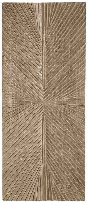 Sure to warm your space with a touch of rustic refinement, this wall sculpture is a natural wonder. Showcasing a sunburst design and finished in a distressed brown for a sense of organic beauty, this piece grounds your space with its modest take on textur