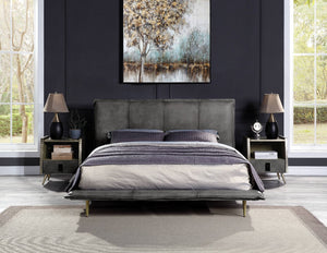 Metis - Queen Bed - Gray Top Grain Leather