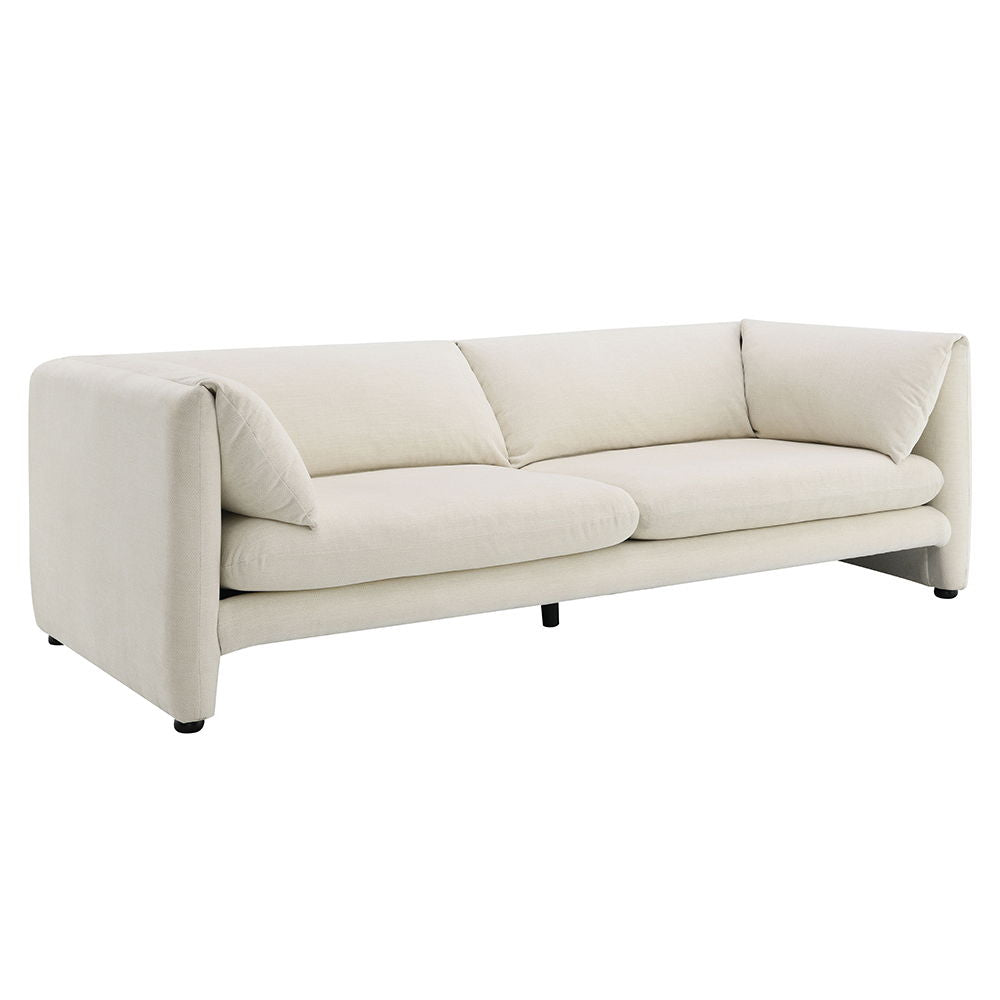 Create a serene and stylish living space with this elegant Jaeda sofa upholstered in beige linen. Its soft tones blend seamlessly with any decor, while the plush cushions provide exceptional comfort. Perfect for both casual lounging and sophisticated gath