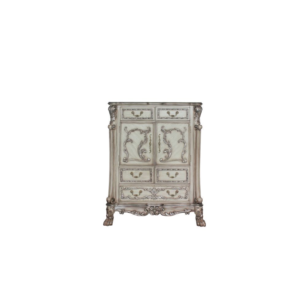 5 Drw, 2 Wood Door (Inside: Hanging Rod, 2 Shelves & 2 Drw) Drawer: GLIDE Center Metal (Ball Bearing