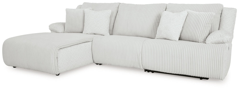Experience unparalleled comfort with this reclining sectional sofa with chaise. Itâ€™s a stylish and invitingly soft lookâ€”made all the more appealing by cozy corduroy cushions that feel great and add a touch of texture. The neutral hue effortlessly blen