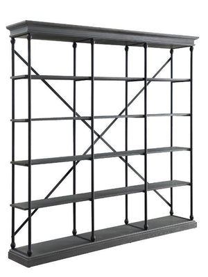 Don-'t left your cherished reads collect dust in the dark corner. Metal tube frame paired with wood shelves in a netural finish makes the whole open and light. The bookshelf has a classic library look with architectural moldings, while -"X-" back support 