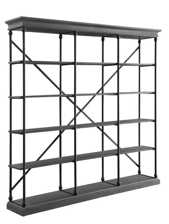Don-'t left your cherished reads collect dust in the dark corner. Metal tube frame paired with wood shelves in a netural finish makes the whole open and light. The bookshelf has a classic library look with architectural moldings, while -"X-" back support 