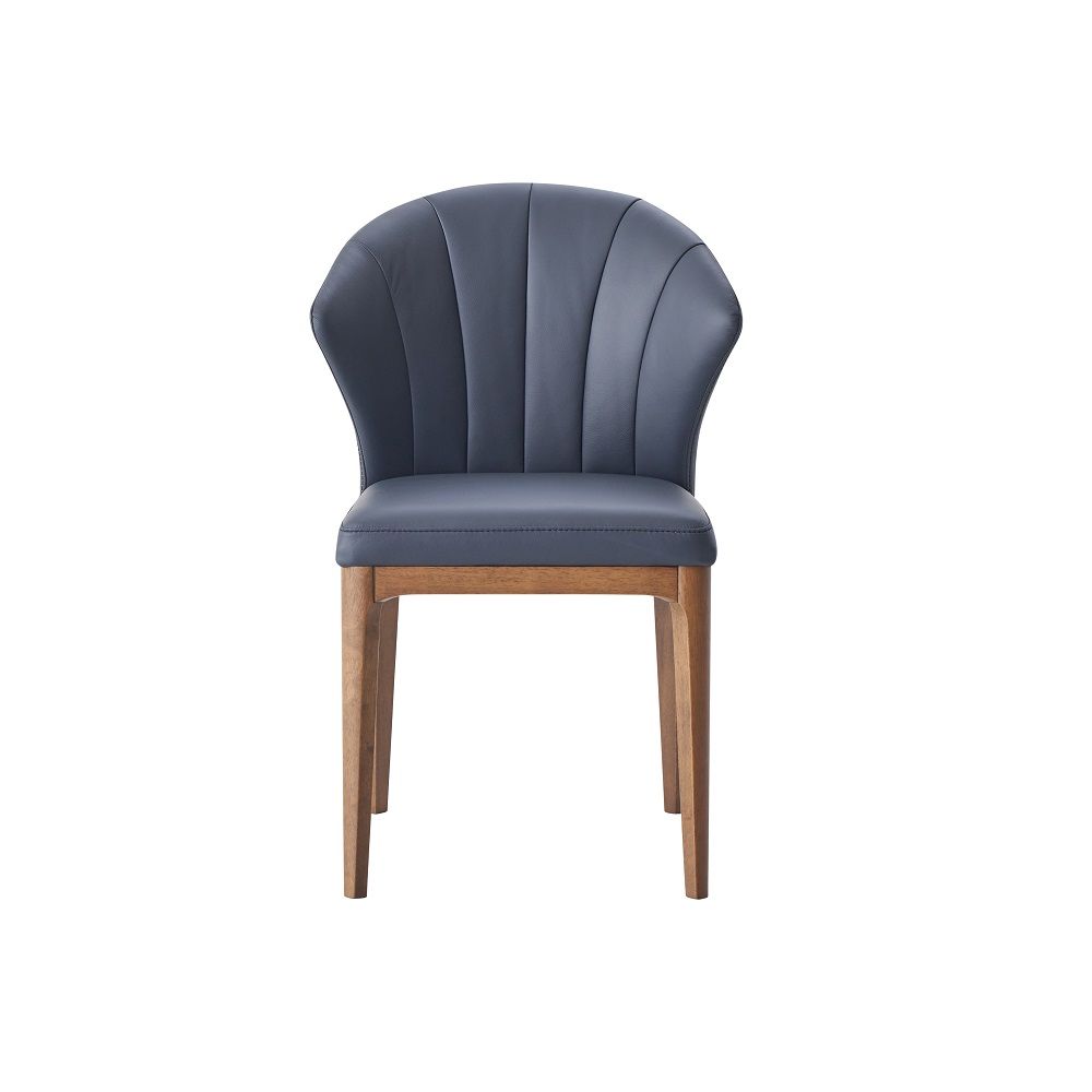 Top Grain Leather Upholstered Seat & Back Cushion Wooden Legs