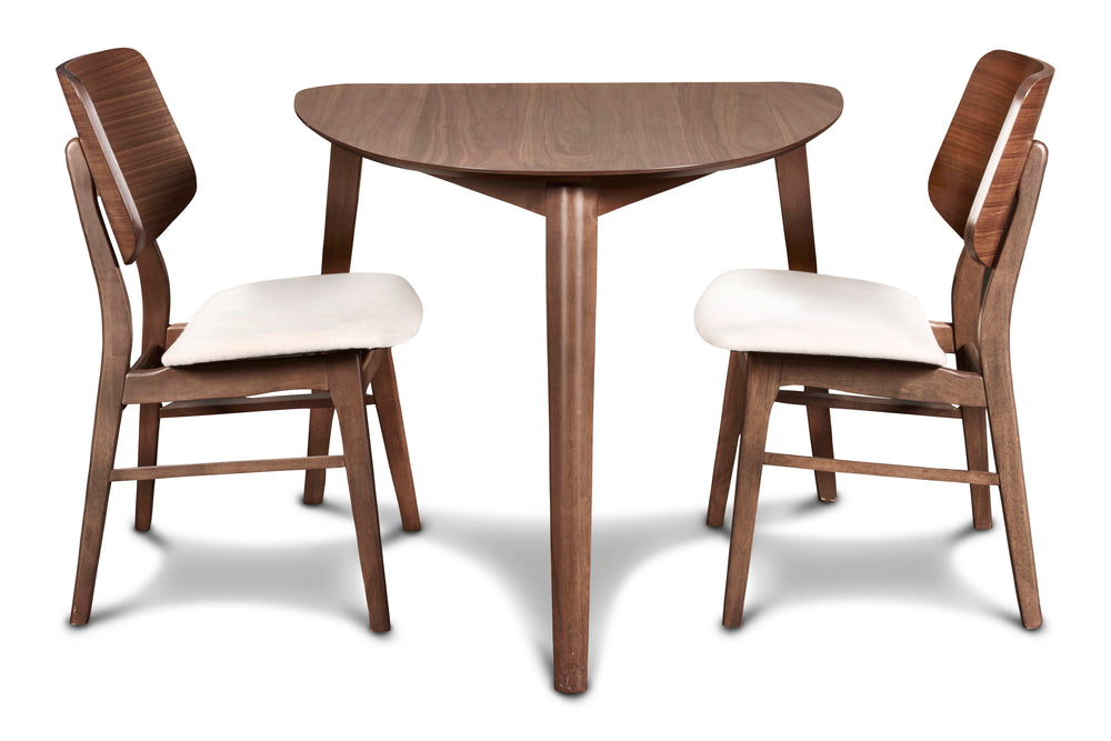 The Oscar Mid-Century Modern Wood 3-Piece Dining Set seamlessly combines timeless design with practical functionality. This elegant set, including a corner dining table and two dining chairs, captures the essence of Mid-Century Modern style with its clean