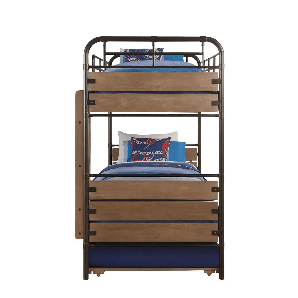 Drawing from tradition, the Adams youth bedroom collection will definitely anchor your home. The bed is constructed with metal frame with wood panels, featuring a clean yet stylish design. A trundle bed is included for space saving. This collection is the