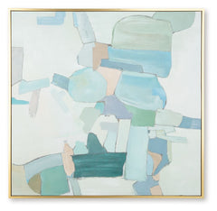 Embrace the abstract with this wall art. Crafting a captivating contemporary look in cool tones, its design brings a pop of pattern and color to your decor. And the piece hangs four ways, giving you the versatility to switch up how itâ€™s styled when you 