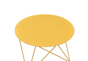  depth and distinctive visual appeal with this modern geometric design. The accent table boasts a cool and fun look. Round table top paired with irregular metal base adds a uniquely attractive contrast to this table. It-'s powder coating p