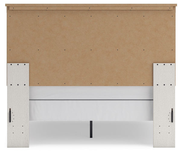 Linnocreek - White / Warm Brown - Queen Panel Bed