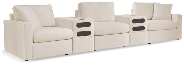 Looking cool and contemporary is great. But when it comes down to it, youâ€™re all about low-maintenance lounging. With the performance fabric on this sectional with audio system, cleaning spills is a breeze. Its customizable modular design caters to your