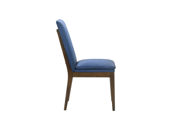 Maggie - Dining Chair With Cushion (Set of 2) - Blue / Walnut