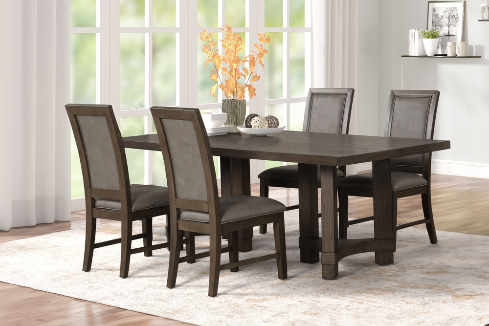 The Cityscape 5-Piece Dining Set offers a perfect balance of style, durability, and functionality, making it an excellent choice for modern dining spaces. This set features a rectangular dining table crafted from Rubberwood solids, manufactured woods, and