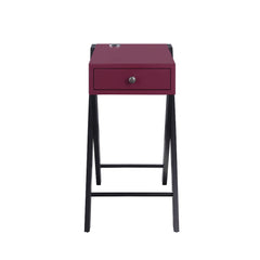 Lending a glint of glamour to your space with this Fierce side table. Available in burgundy and white finish, this piece features a wooden top with a USB power dock and X-shape side legs. While a pullout drawer offers plenty of storage for small accessori