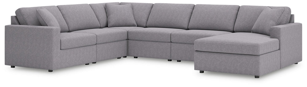 Looking cool and contemporary is great. But when it comes down to it, youâ€™re all about low-maintenance lounging. With the performance fabric on this sectional with chaise, cleaning spills is a breeze. Its customizable modular design caters to your ever-