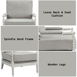 Saraid - Accent Chair - Gray Linen & Light Oak Finish