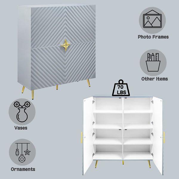 Gaines - Cabinet - Gray High Gloss Finish