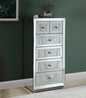  this brilliant cabinet showcases a distinctive style for an intriguing look. The table features six storage drawers with safety stop an