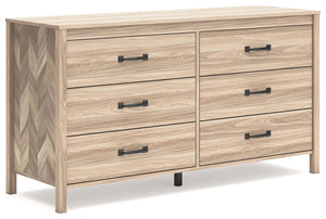 Transform your bedroom into an instant sanctuary. This dresser introduces a touch of mid-century modern style combining a two-tone finish and unique chevron pattern that is sure to enhance the design element to any bedroom. Six spacious drawers with ball 