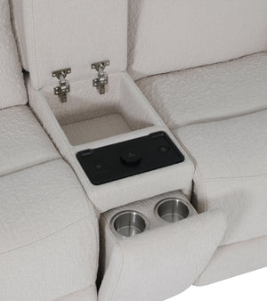 Sebastian - Power Reclining Tilt Console Loveseat - Lenox Bone