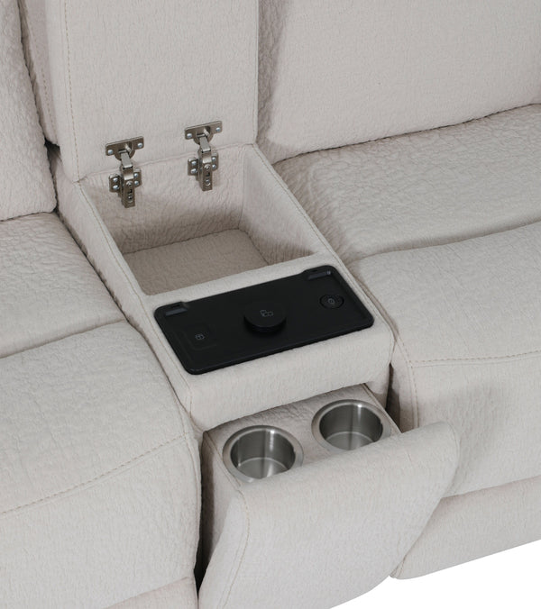 Sebastian - Power Reclining Tilt Console Loveseat - Lenox Bone
