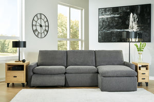 Fit for the comfort seeker in your household, this power sectional has that casually cool sensibility you love. Pillow top cushions with a feather-fiber blend are simply sumptuous. Chic and subtle chenille microfiber upholstery weaves in so much style. <h