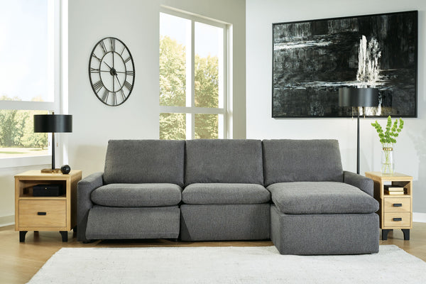 Fit for the comfort seeker in your household, this power sectional has that casually cool sensibility you love. Pillow top cushions with a feather-fiber blend are simply sumptuous. Chic and subtle chenille microfiber upholstery weaves in so much style. <h