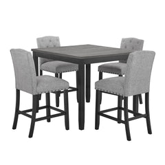 Indulge in the timeless charm of the Daphne 5 Piece Counter Dining Set, where sophistication meets durability in every detail. Crafted with care from solid Rubberwood and eco-friendly materials, this set boasts quality construction that ensures lasting el