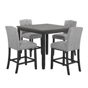 Indulge in the timeless charm of the Daphne 5 Piece Counter Dining Set, where sophistication meets durability in every detail. Crafted with care from solid Rubberwood and eco-friendly materials, this set boasts quality construction that ensures lasting el