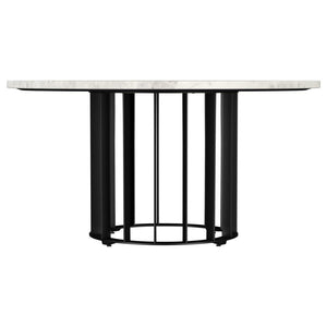 Haven - Round Genuine White Marble Top Coffee Table - Black