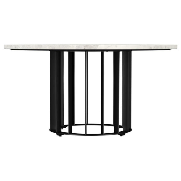 Haven - Round Genuine White Marble Top Coffee Table - Black