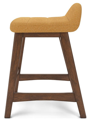 Lyncott - Mustard / Brown - Upholstered Barstool (Set of 2)