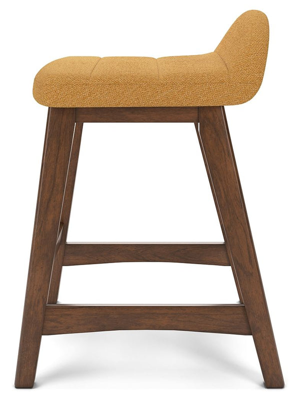 Lyncott - Mustard / Brown - Upholstered Barstool (Set of 2)