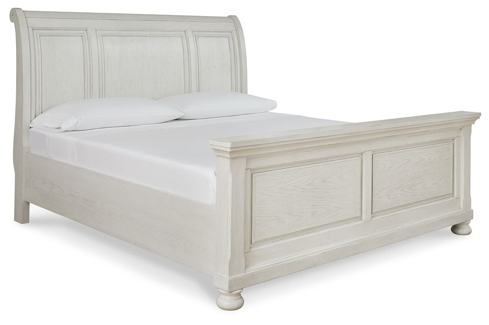 Elegant, timeless furnishings take your bedroom to the next level. Nothing does that better than this queen sleigh bed. The antiqued white finish with a wonderful grain texture radiates sophistication, making this the perfect piece to round out the ultima