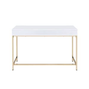 Ottey - Desk - White High Gloss & Gold