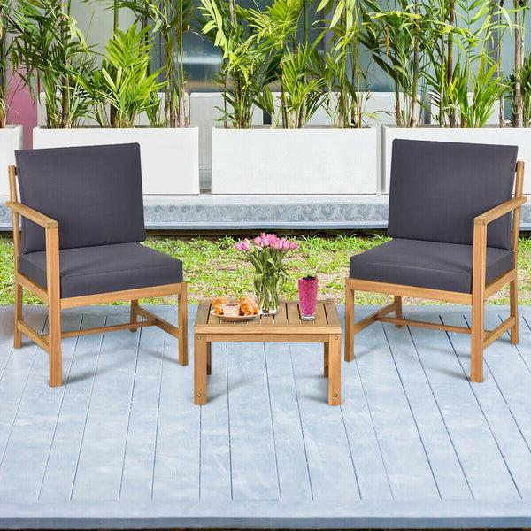 Are you in search of an outdoor furniture set to enjoy leisure time with your family and friends? This functional loveseat is the answer for you then. Â  Made of premium acacia wood  this set is sturdy and durable. Itâ€™s shipped with a thick seat and bac