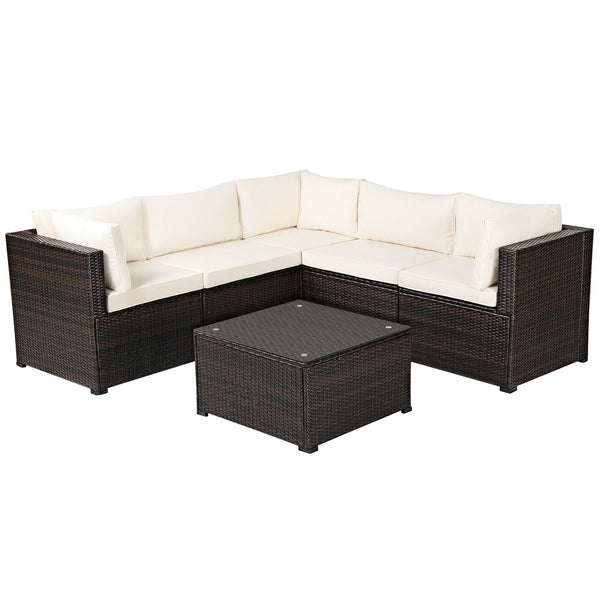 Weather-resistant PE rattan wicker for long outdoor use <br>Sturdy steel frame with excellent stability and sturdiness <br>L-shaped footpads protect the floor and enhance stability <br>Thick and soft cushions for extra comfort <br>Detachable covers of cus