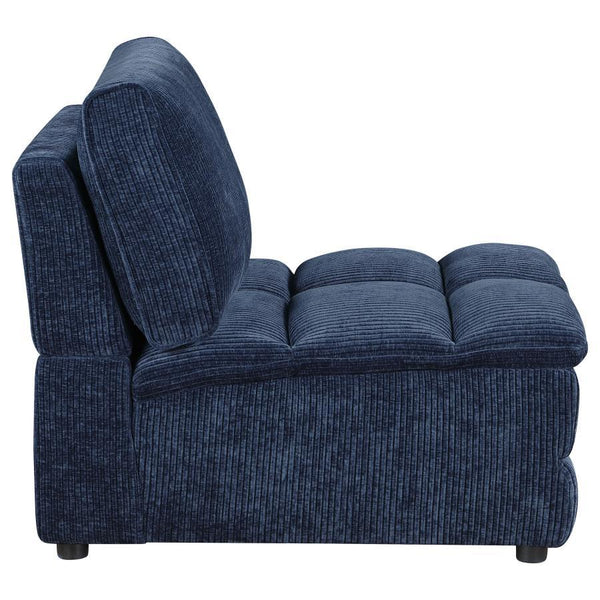 Atlantic - Corduroy Upholstered Armless Chair - Blue