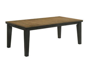  two-tone design with a beautifully finished wood top and contrasting dark legs