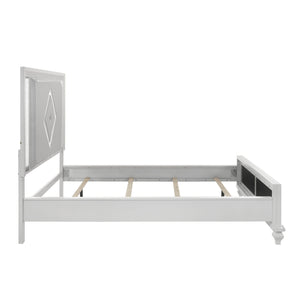  this bed boasts a strong and eco-friendly construction of manufactured wood with a sleek white finish