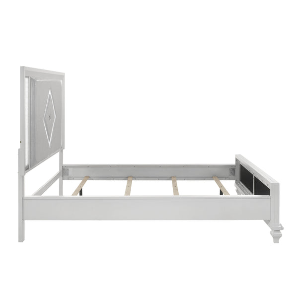  this bed boasts a strong and eco-friendly construction of manufactured wood with a sleek white finish