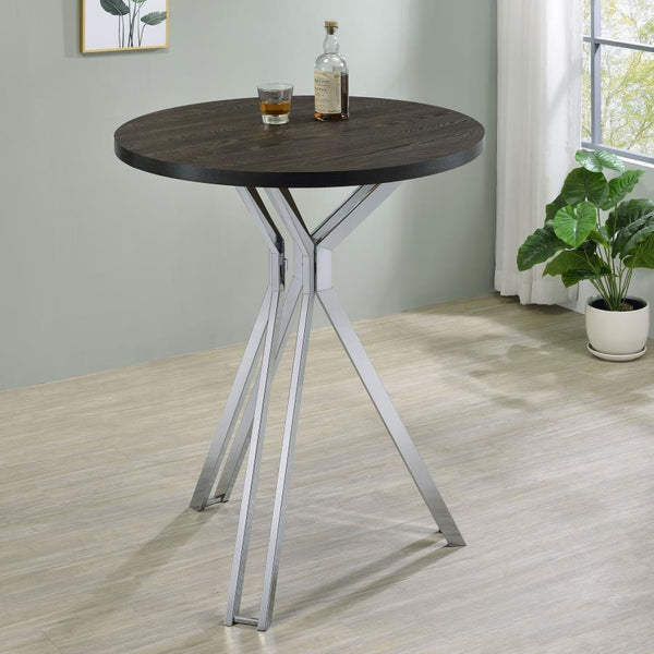  this beautiful modern bar table takes a masculine approach fit for game nights and beyond. Stand aroun