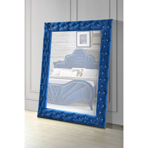 Mirror NOT beveled () Padded Trim: Velvet w/Crystal-like Button Tufted Shape: Rectangular Orientation: Landscape (Horizontal)<br/><br/><b>Product Features</b><ul><li>Floor Mirror</li><li>Orientation: Portrait/Landscape</li><li>Shape: Rectangular</li><li>P