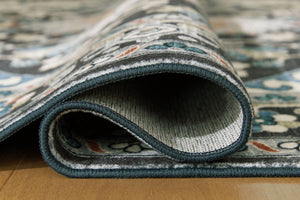 Leningston - Black / Cream / Blue - Washable Medium Rug